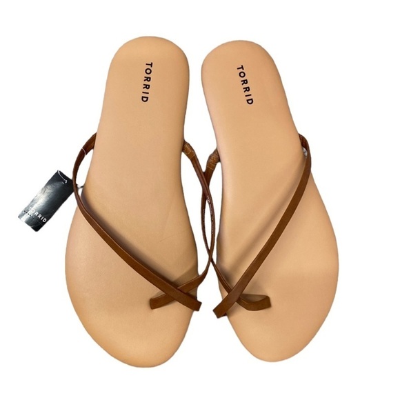 New Torrid Brown Crisscross Toe Ring Flip Flop Sz 11W - Picture 1 of 7